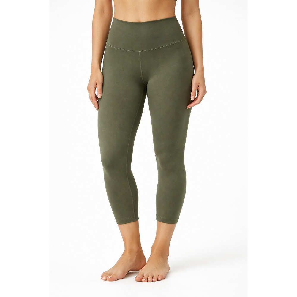 Aerie Real Me Leggings L High Waisted 7/8 Olive Green Athleisure